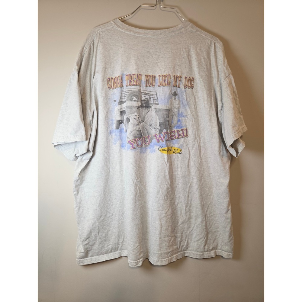 Hanes Cowgirls Rule Graphic T-Shirt 2XL Gray Gonna Treat You Like My Dog Western